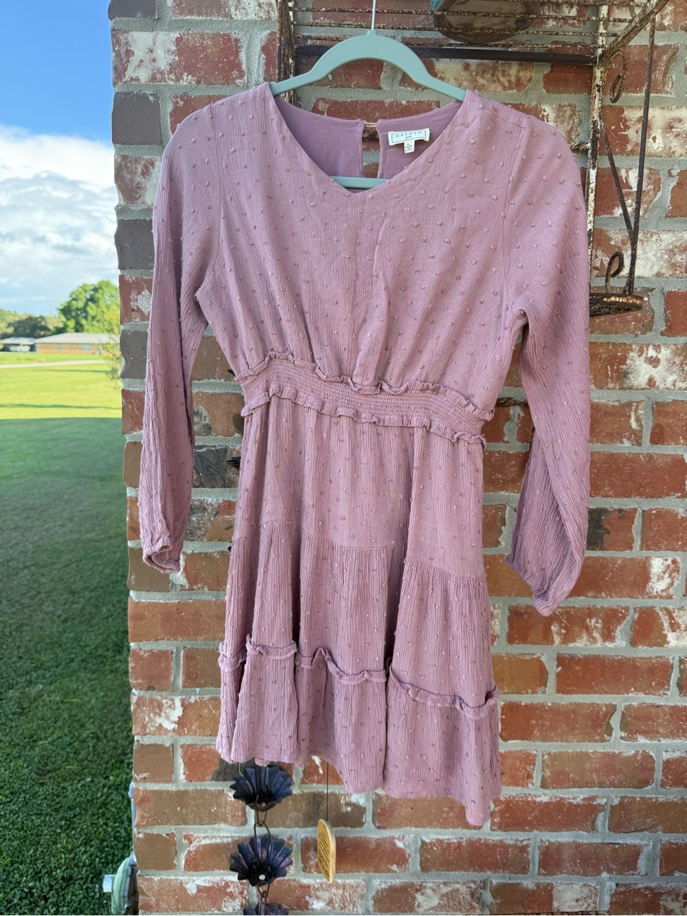 Hayden Dusty Mauve Textured Dot Dress
